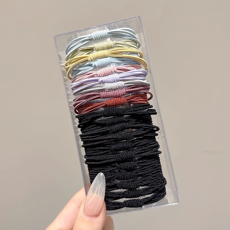 Cuerdas de cabeza de alta sensación multi-círculo de goma cuerdas de cabello de cabello de cola de caballo de alto anillo de cabello de alta elasticidad cubierta de cuero al por mayor