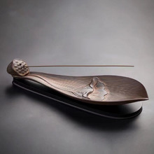 陶瓷莲花线香插家用檀香线香炉室内书房点香器净化空气荷花卧香炉