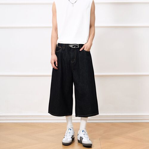 JIMAU New American retro original cow baggy jeans men's straight leg loose neutral wide legs