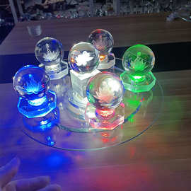 创意LED水晶发光灯底座创意样品摆件酒瓶展示旋转充电插电灯底座
