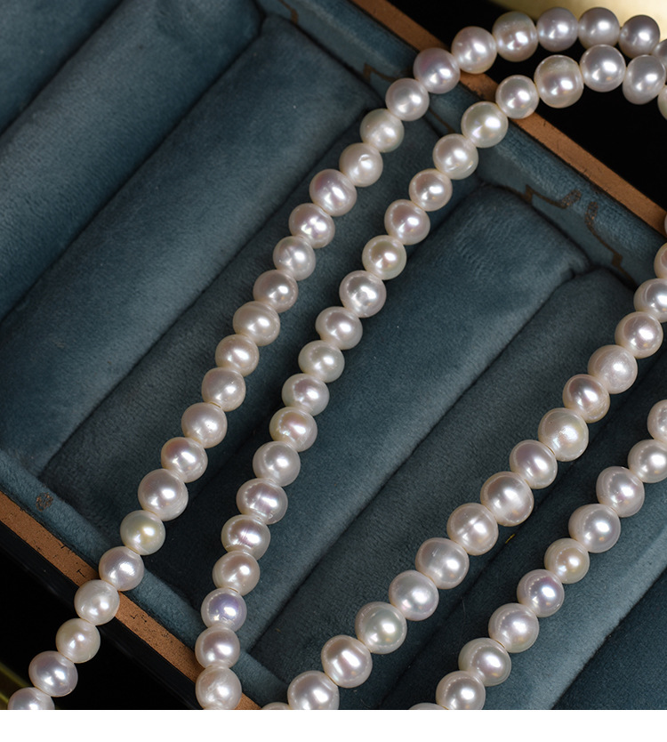 Fashion Solid Color Natural Freshwater Pearl Beaded Necklace 1 Piece