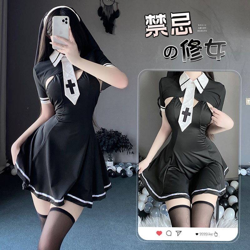 林林婷性感修身连体修女舞台表演服COS角色扮演制服套装2750