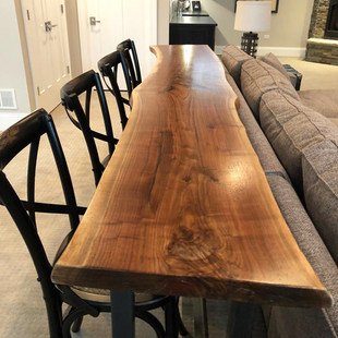 Wall-Mounted Narrow Table Milk Tea Shop New Balcony High-Legged Retro Long Table Bar Table Home Bar Solid Wood Dining Table