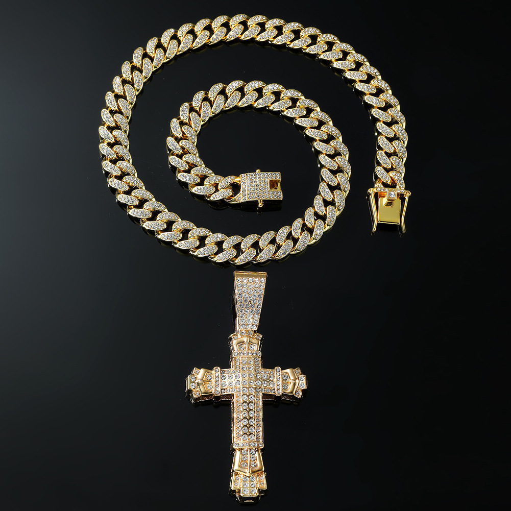Hip-hop Cross Alloy Plating Inlay Rhinestones Men's Pendant Necklace display picture 5