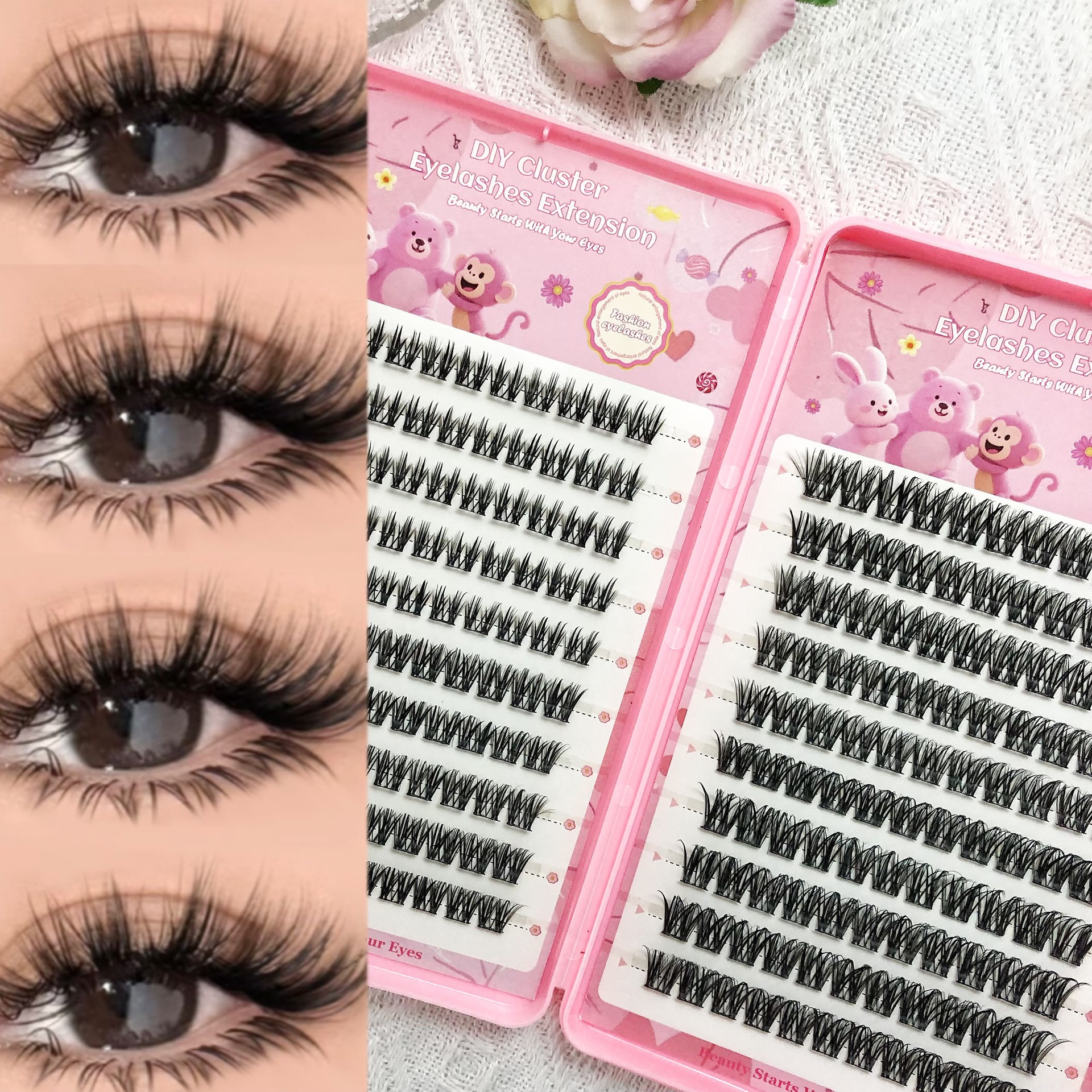 Transfronterizas pestañas falsas 30 - 100D comercio exterior caja de pestañas gruesas con pinzas de pegamento conjunto de pestañas falsas