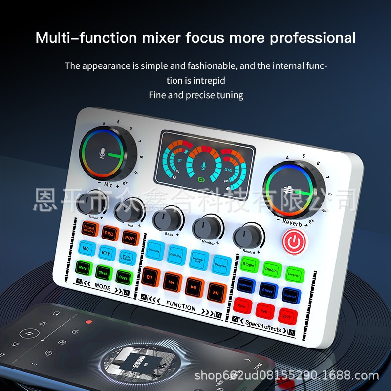영어 버전 V98 라이브 방송 특수 사운드 카드 K 가수 홈 녹음 컴퓨터 휴대 전화 팟 캐스트 사운드 카드 크로스 국경 핫 세일