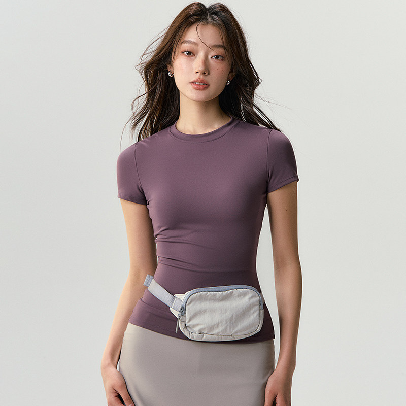Sports Short-Sleeved Women's New Quick-Drying Slim-Fit Yoga T-Shirt Set Running Pilates Training Clothes Fitness Tops Summer