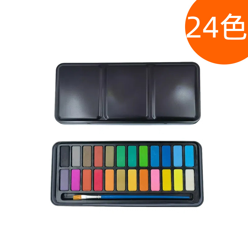 Pintura de acuarela sólida portátil traje caja de hierro suministros de arte pintado a mano pintura infantil pigmento en polvo transfronterizo