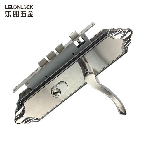 Stainless steel 304 anti-theft panel lock set black universal household door lock entry door solid wood door lock