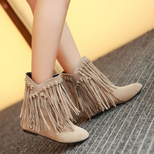 34-48大码女鞋新款短靴女休闲流苏靴子女跨境外贸女靴一件代发