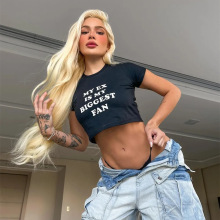 欧美街头风网红潮人短款露脐T恤上衣新款女装