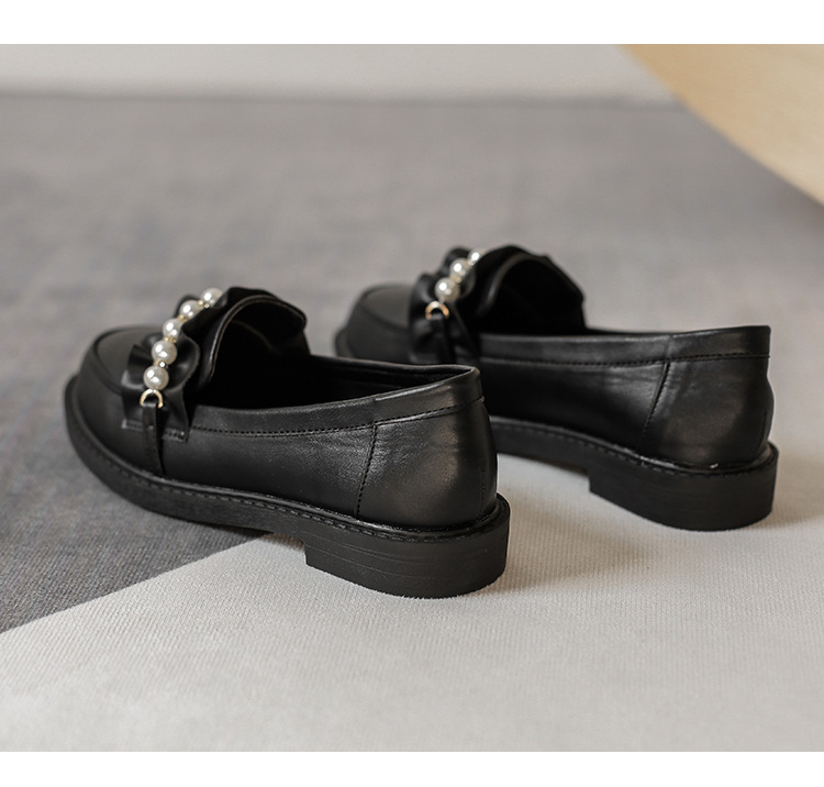 fashion pearl decoration flat small leather shoes NSCA39908