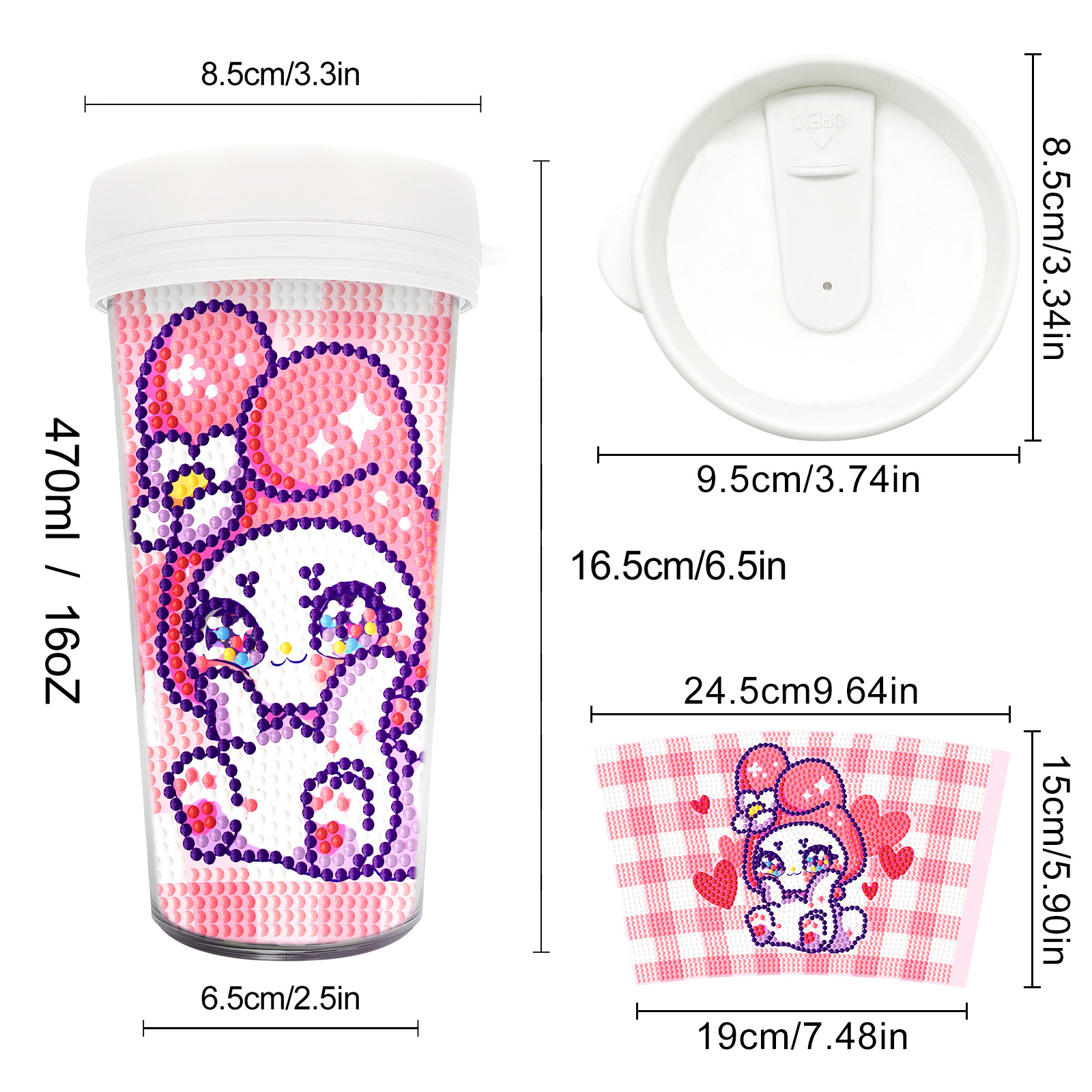 Pintura de diamantes seleccionada nueva taza de bricolaje pintura de diamantes completa etiqueta de artesanía de diamantes botella de agua para beber distribución al por mayor