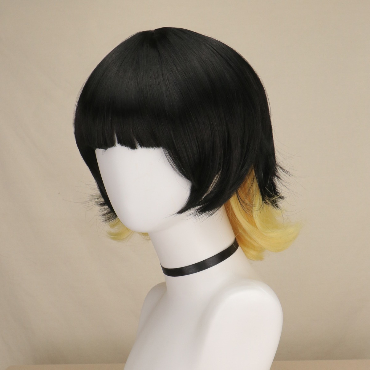 Prisión azul abeja música espalda cos peluca anti-rizado doble color a juego peluca anime cos pelo falso