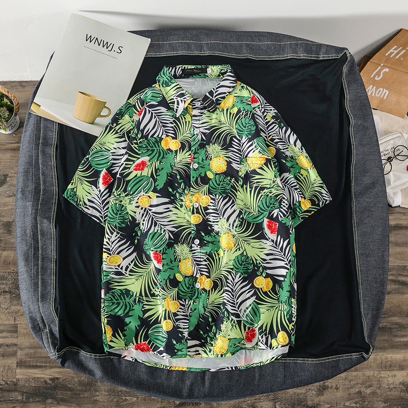 Hawaiian Floral Print Shirt For Men Short Sleeve Trendy Loose Fit Summer Versatile Couple Style Casual Clothing_viptrois.com