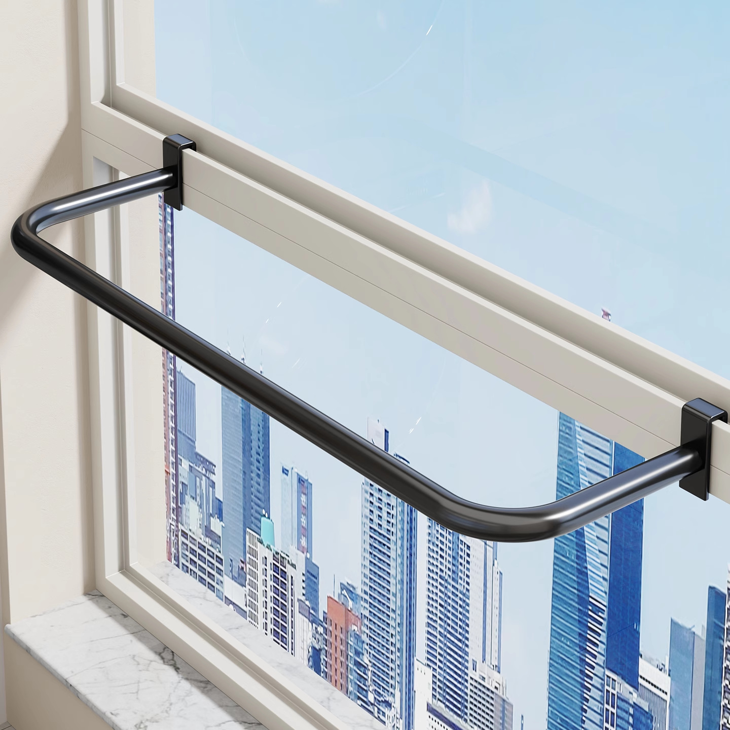 Balcony Clothes Drying Rack Indoor Hanging Rod Household Window Frame Bay Window Outdoor Simple Sock Drying Rack Small Clothes Hanger