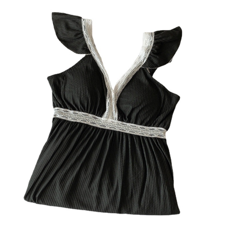 Pijamas camisón de verano con almohadilla en el pecho Vestido de mujer de longitud media sexy lindo Celebridad de Internet transmisión en vivo Ropa para el hogar de las mujeres Estilo de princesa coreana