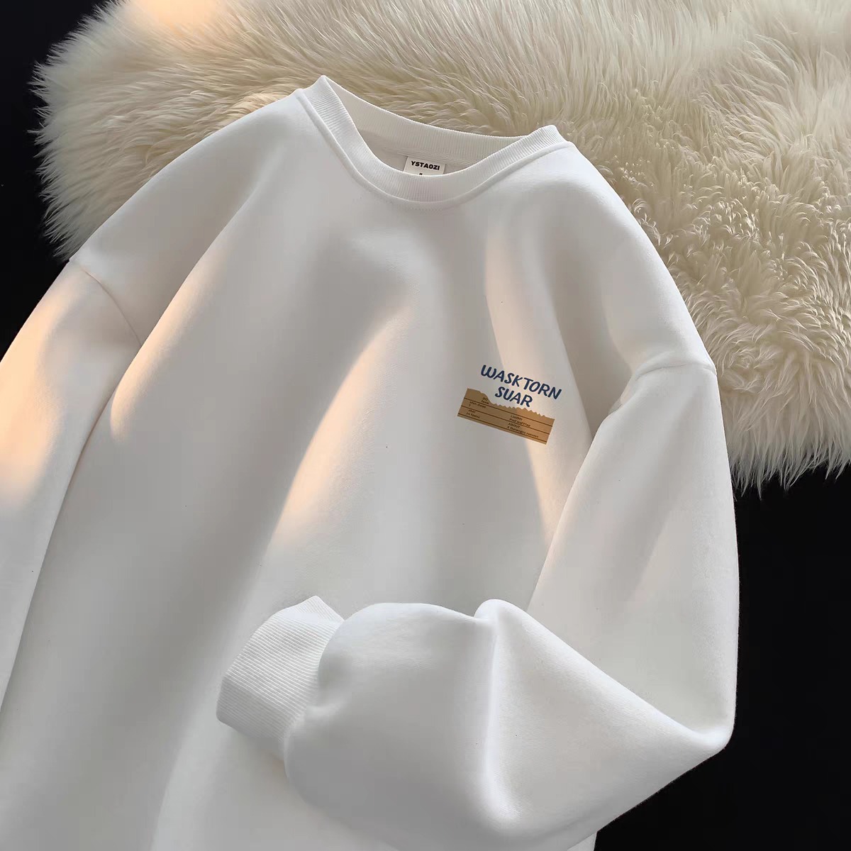 2024 Sudadera para jóvenes Estilo de Hong Kong Tops sueltos y sencillos de cuello redondo Primavera y otoño Nueva moda Chaqueta de todo fósforo de marca de moda para hombres