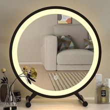 化妆镜批发桌面梳妆台镜可调补光镜台式智能LED带灯网红卧室圆镜
