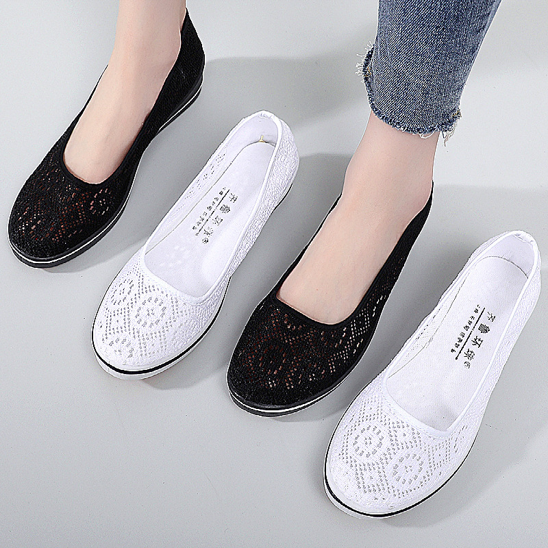 Wedge Nurse Shoes for Women, White Shoes, Mesh Shoes, Non-Slip, Hollow, Breathable, Casual Work Beauty Shoes, Hollow Women's Shoes, Summer