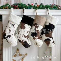 新品ミルク柄クリスマスソックスメーカー20インチ白黒ギフトバッグぬいぐるみペンダントクリスマス装飾品