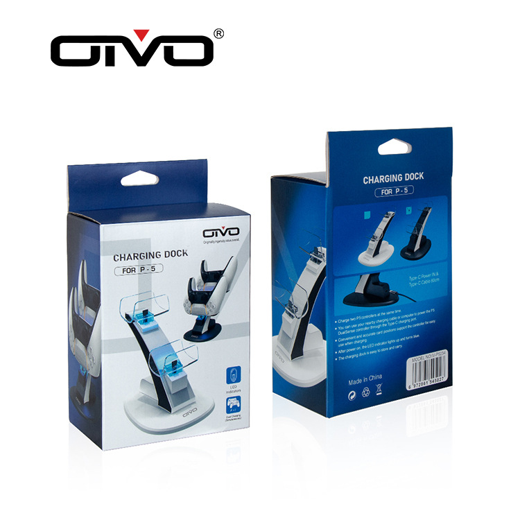 PS5 GamePad cargador dual base PS5 mango inalámbrico aviones cargador doble soporte con luz azul indicador de luz en stock