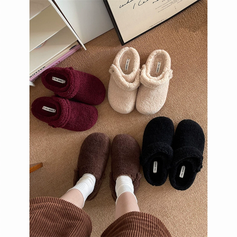 Ретро-шлёпанцы из вельвета на толстой подошве с мехом для женщин, для носки на улице, новинка осени-зимы 2025, ленивые шлёпанцы-биркенштоки без застёжек