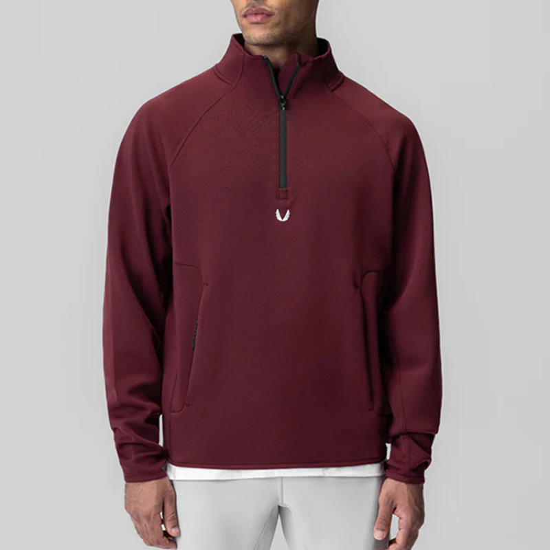 Men's Spring and Autumn Sweatshirt American Style Youth Half-Zip Sweatshirt Men's Air Layer Trendy Versatile Sports Jacket