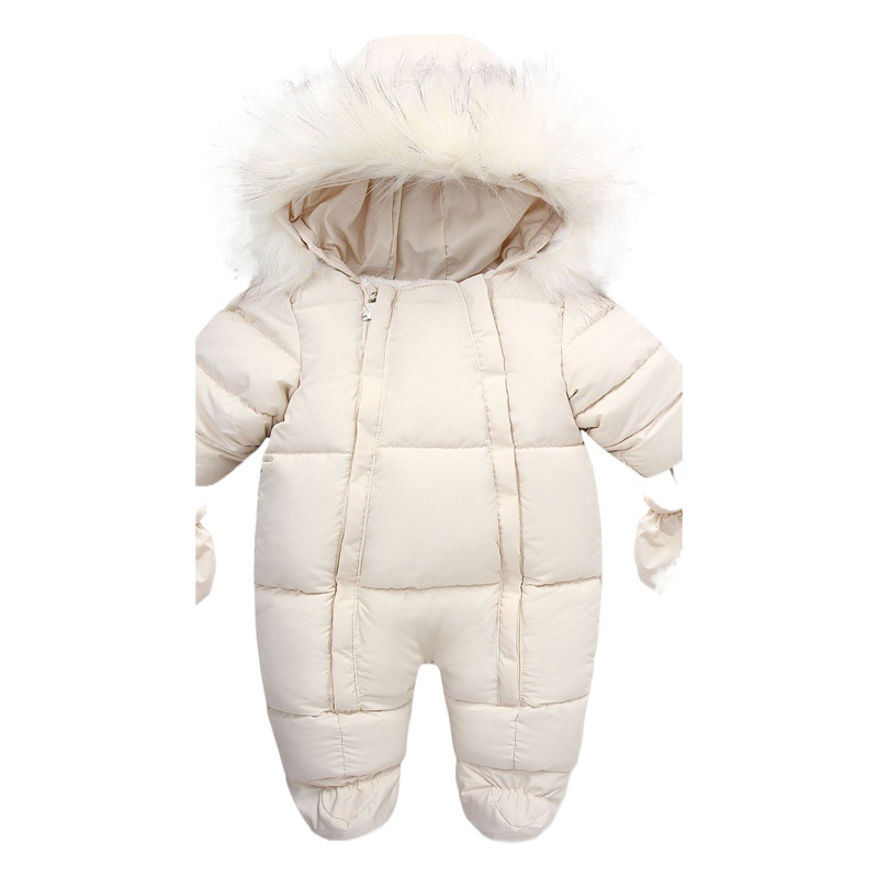 Transfronteriza otoño y el invierno Del Mono Del Bebé Cuello de Piel mameluco de los niños engrosada ropa de bebé mameluco del bebé caliente