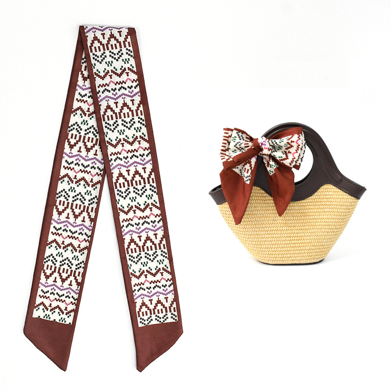 Primavera y otoño lindo y dulce bufanda de seda larga cinta para el cabello caja de regalo bolsa de amarre cinta multifunción fresca pequeña y versátil