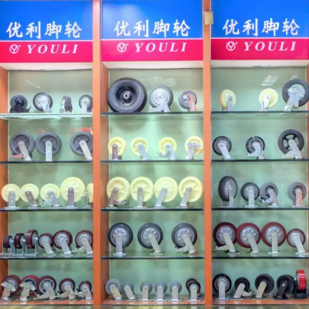 跨境优选中型脚轮万向轮子静音TPR/PU金钻软橡胶家具工业带刹车轮