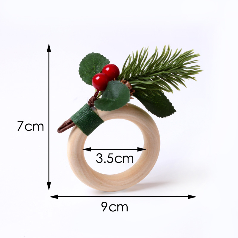 Christmas Pastoral Plant Wood Napkin ring 1 Piecepicture5
