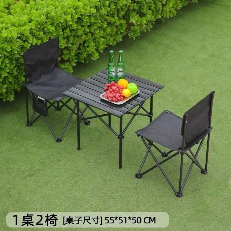 53 검정색 사각 테이블 + 대형 검정색 의자 2개 [3종 세트]