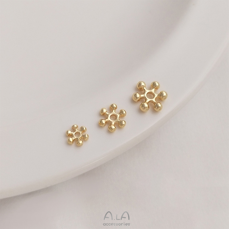 American 14K gold color retaining snowflake exquisite bead spacer handmade diy beaded bracelet necklace accessories