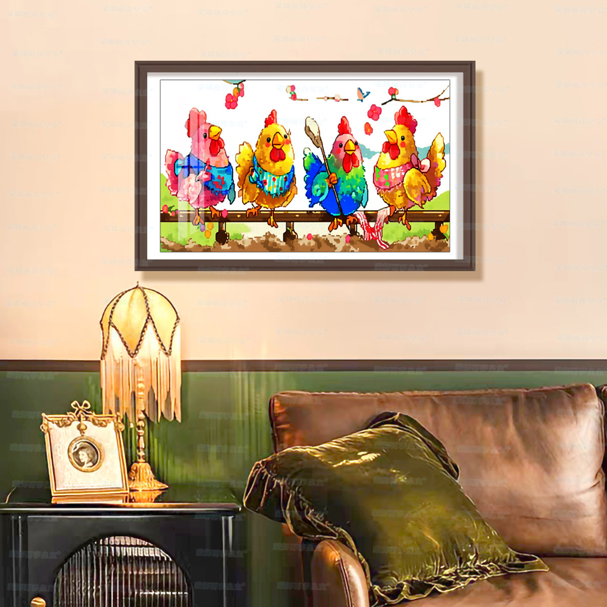Mona Lisa Royal Cross-Thered Suéter nuevo minimalista para la decoración de la sala de estar bordado a mano