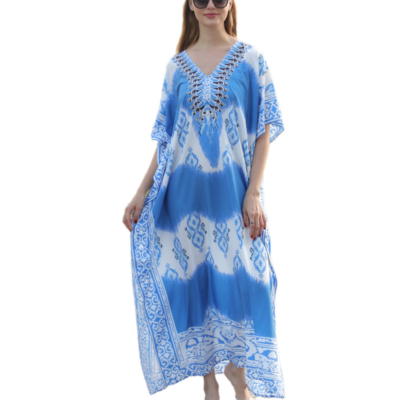 Blusa de playa europea y americana secado rápido floreciente impreso traje de vacaciones suelto bikini ropa de protección solar traje de baño femenino 5D23