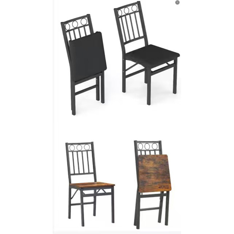 Rustic Brown Two-Piece Rustic Brown Folding Dining Chair Set with Lightly Padded Seats, Vintage Style, No Assembly Required, Easy to Assemble