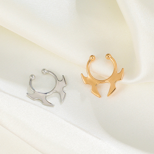 Cross-border piercing-free U-shaped horn nose clip fake nose jewelry European and American ins fashion geometric bat nose ring piercing jewelry