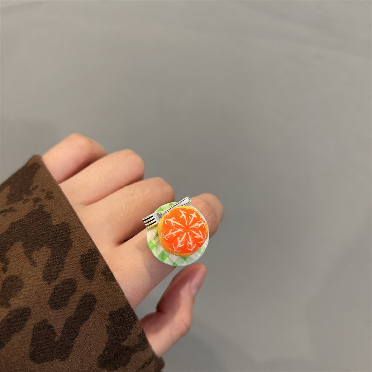 8g Weight Adjustable Ring Classification Adjustable, One Size Ring Size 1 Piece Quantity Casual Occasion Metal Material Fruit, Apple, Cake Pattern All Seasons Season Women's Gender Plating Design Cute, Modern Style Style 1 Piece Cute Modern Style Fruit Apple Cake Metal Plating Women's Adjustable Ring 6