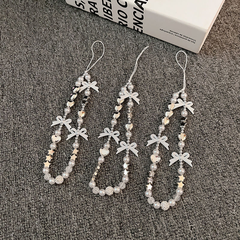 Ins Versatile Star Heart Beaded Mobile Phone Case Hanging Chain DIY Handmade Chain Ccd Camera Backpack Pendant Anti-Lost