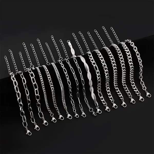European and American Cross-Border High-End Stainless Steel Six-Sided Polished Cuban Chain Bracelet Hip-Hop Simple Men's Titanium Steel Bracelet Wholesale