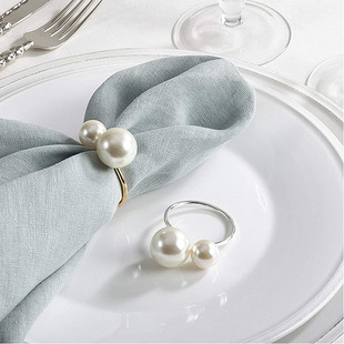 Size Pearl Napkin Ring Rack Metal Napkin Ring Wedding Party Holiday Banquet Christmas Dinner Decoration Gift