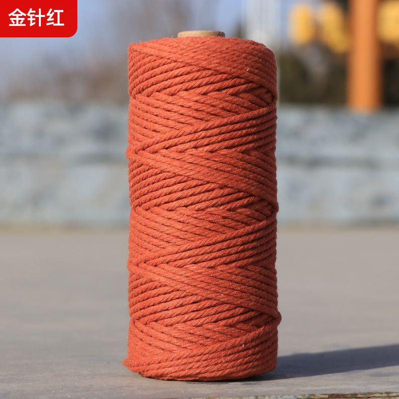 Cuerdas de algodón de color transfronterizas tejidas de algodón 2mm3mm4mm cuerdas de algodón hechas a mano cuerdas decorativas DIY cuerdas de algodón de color colgantes