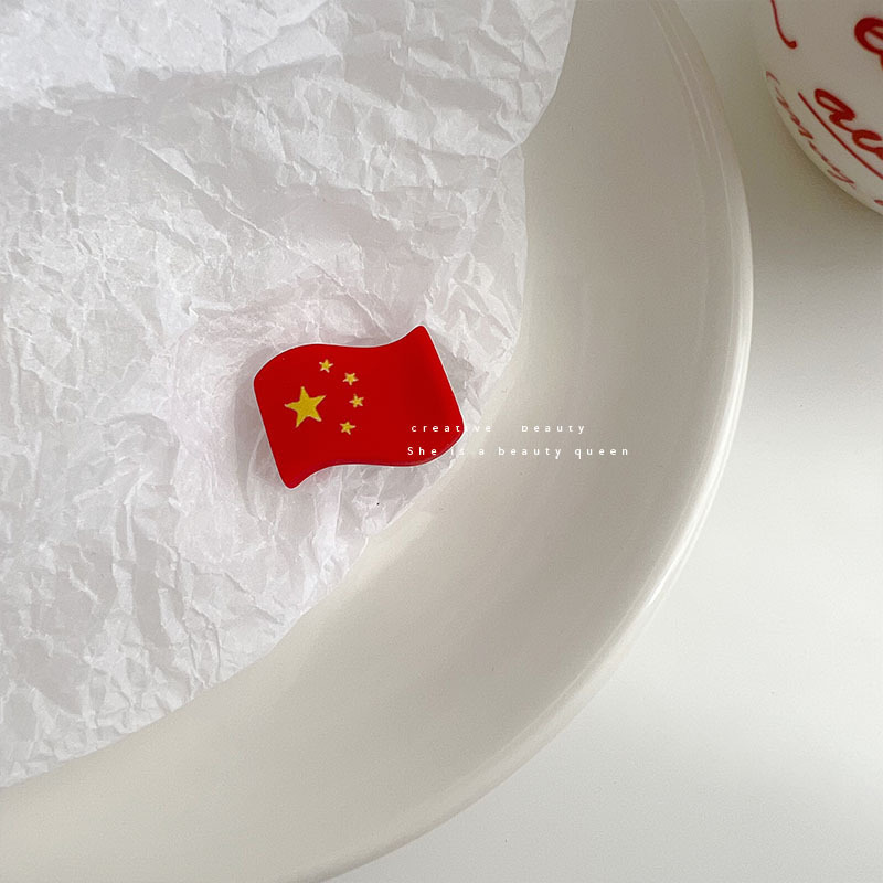 国旗发卡中国五星红旗小发夹国庆节旅游装饰发饰儿童鸭嘴夹刘海夹|undefined