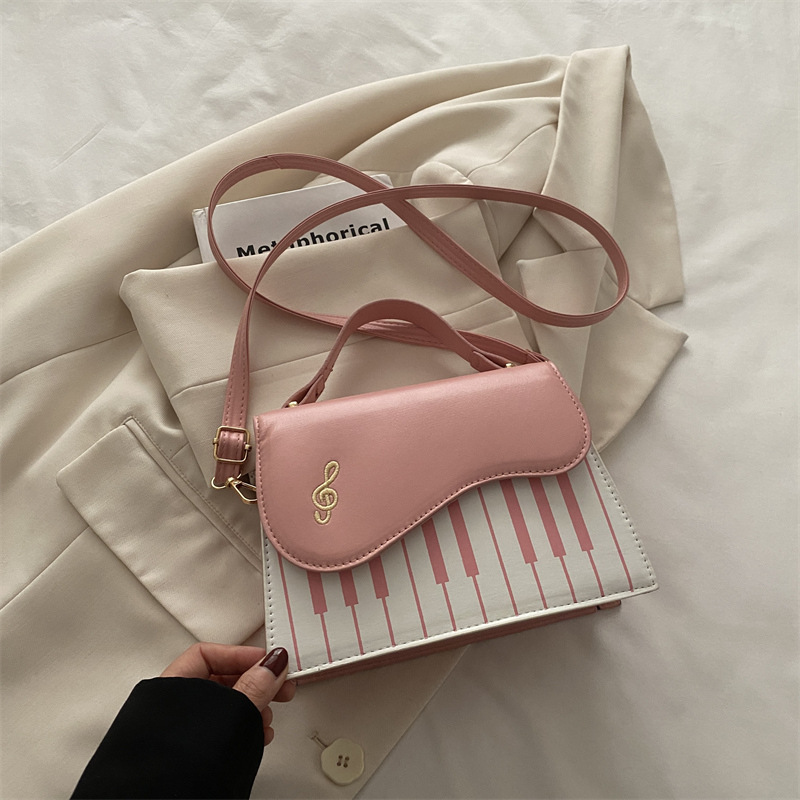 Bolsos de mujer Bolsos cuadrados pequeños de moda Bolsos de mujer Nuevas notas de piano Bolsos de hombro PU Bolsos de mensajero Bolsos de invierno dulce 2024