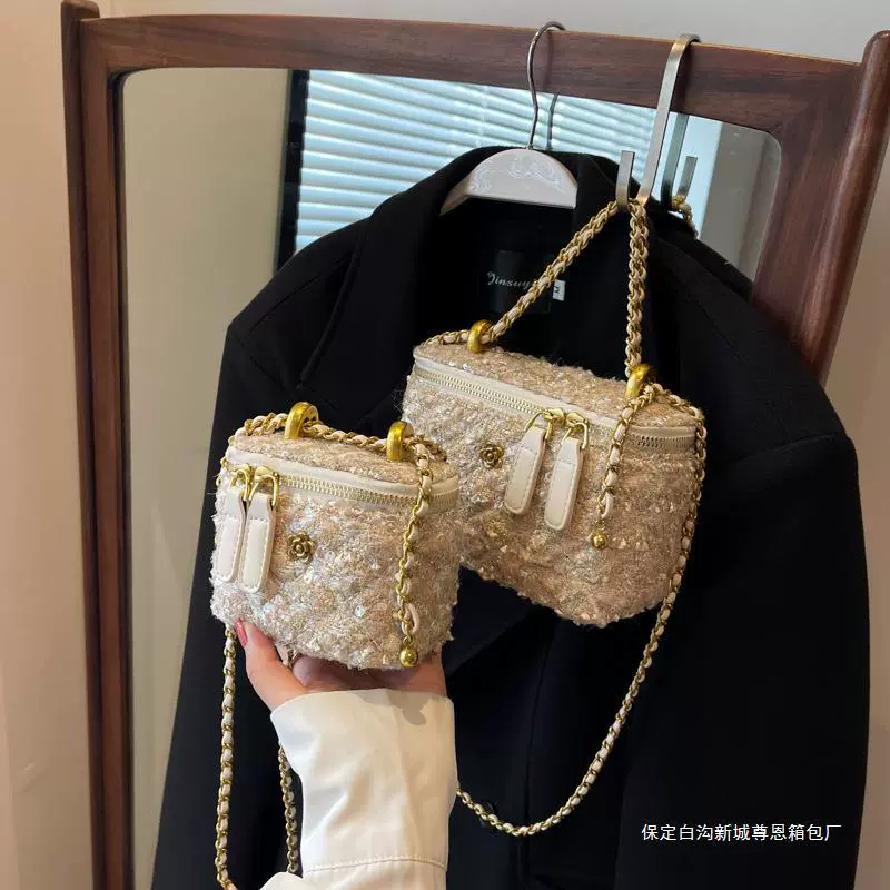 法式链条包包女士2024新款小方包斜挎包感迷你小包小众盒子包