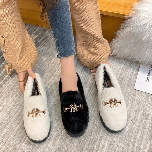 Grape Mama Studiolee~ Plush Thick Bean Shoes for Autumn/Winter Pregnant Women Anti-Slip Mom Shoes Thick Sole Fluffy Shoes for Women