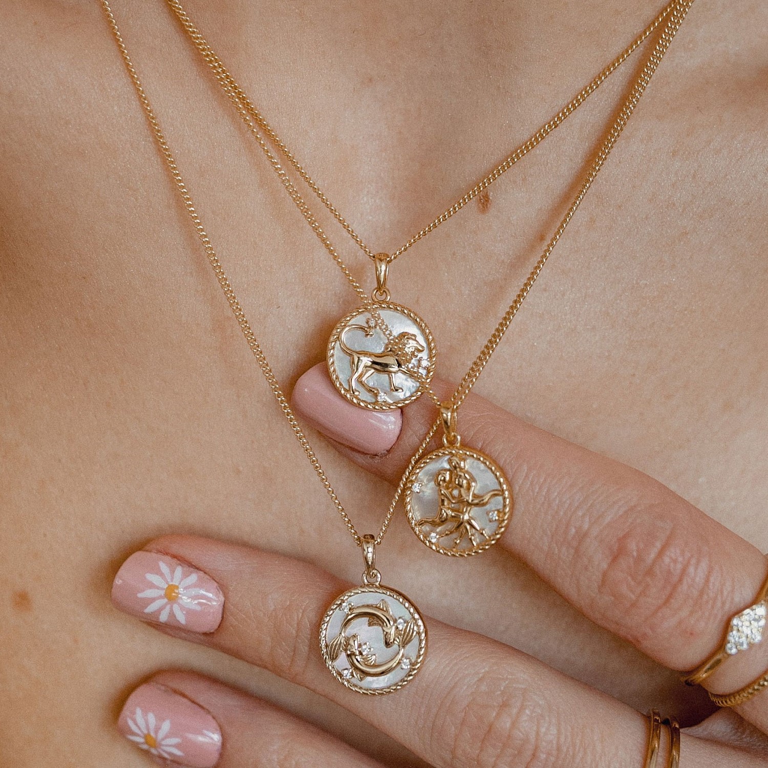 Collar Moneda del Horóscopo, 12 Signos, Bañado en Oro