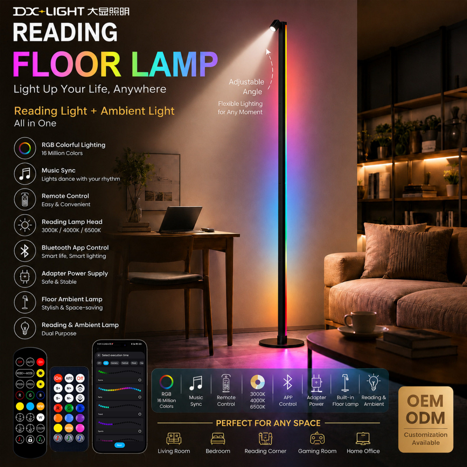 Transfronterizo sala de estar sofá lado luz de suelo dormitorio estudio esquina luz de lectura luz vertical luz de lectura de suelo