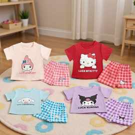 童装女孩2025夏季韩版洋气卡通上衣格子短裤卡通可爱T恤两件套装